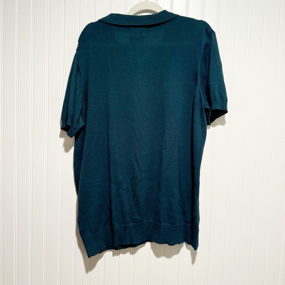 Pact Teal Knit Polo Shirt Organic Cotton Mens Large - Picture 5 of 5